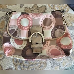 Coach Pink and Brown Shoulder Bag